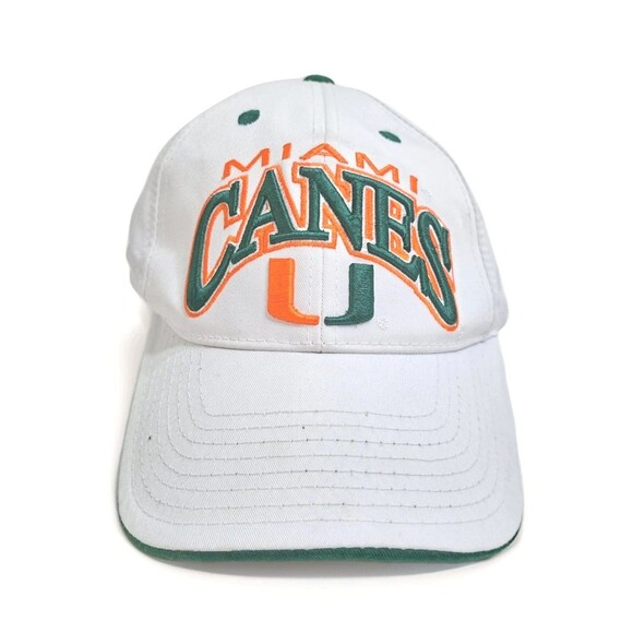 Miami Hurricanes Vintage Canes University Hat Cap White Orange Green Strapback - Picture 1 of 6